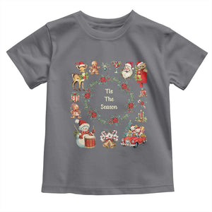 Retro Vintage Christmas Toddler T Shirt Tis The Season Santa Hat Xmas Wrealth TS11 Charcoal Print Your Wear