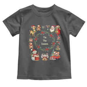 Retro Vintage Christmas Toddler T Shirt Tis The Season Santa Hat Xmas Wrealth TS11 Dark Heather Print Your Wear
