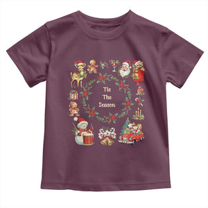 Retro Vintage Christmas Toddler T Shirt Tis The Season Santa Hat Xmas Wrealth TS11 Maroon Print Your Wear