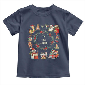 Retro Vintage Christmas Toddler T Shirt Tis The Season Santa Hat Xmas Wrealth TS11 Navy Print Your Wear
