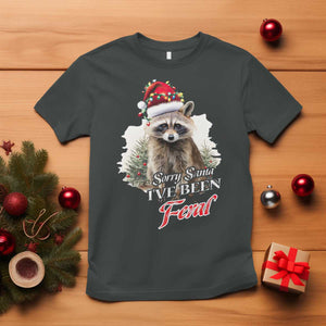 Funny Christmas Racoon T Shirt Sorry Santa I've Been Feral Trash Panda TS11 Dark Heather Print Your Wear