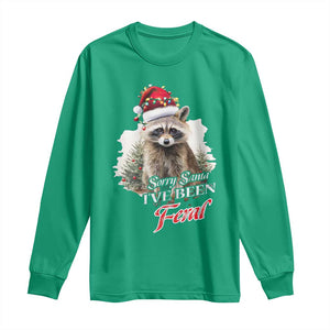 Funny Christmas Racoon Long Sleeve Shirt Sorry Santa I've Been Feral Trash Panda TS11 Irish Green Print Your Wear