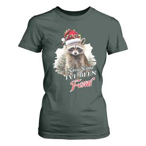 Funny Christmas Racoon T Shirt For Women Sorry Santa I've Been Feral Trash Panda TS11 Dark Forest Green Print Your Wear