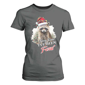 Funny Christmas Racoon T Shirt For Women Sorry Santa I've Been Feral Trash Panda TS11 Dark Heather Print Your Wear