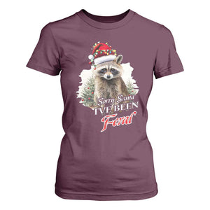 Funny Christmas Racoon T Shirt For Women Sorry Santa I've Been Feral Trash Panda TS11 Maroon Print Your Wear