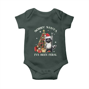Funny Christmas Racoon Baby Onesie Sorry Santa I've Been Feral Xmas Hat TS11 Print Your Wear