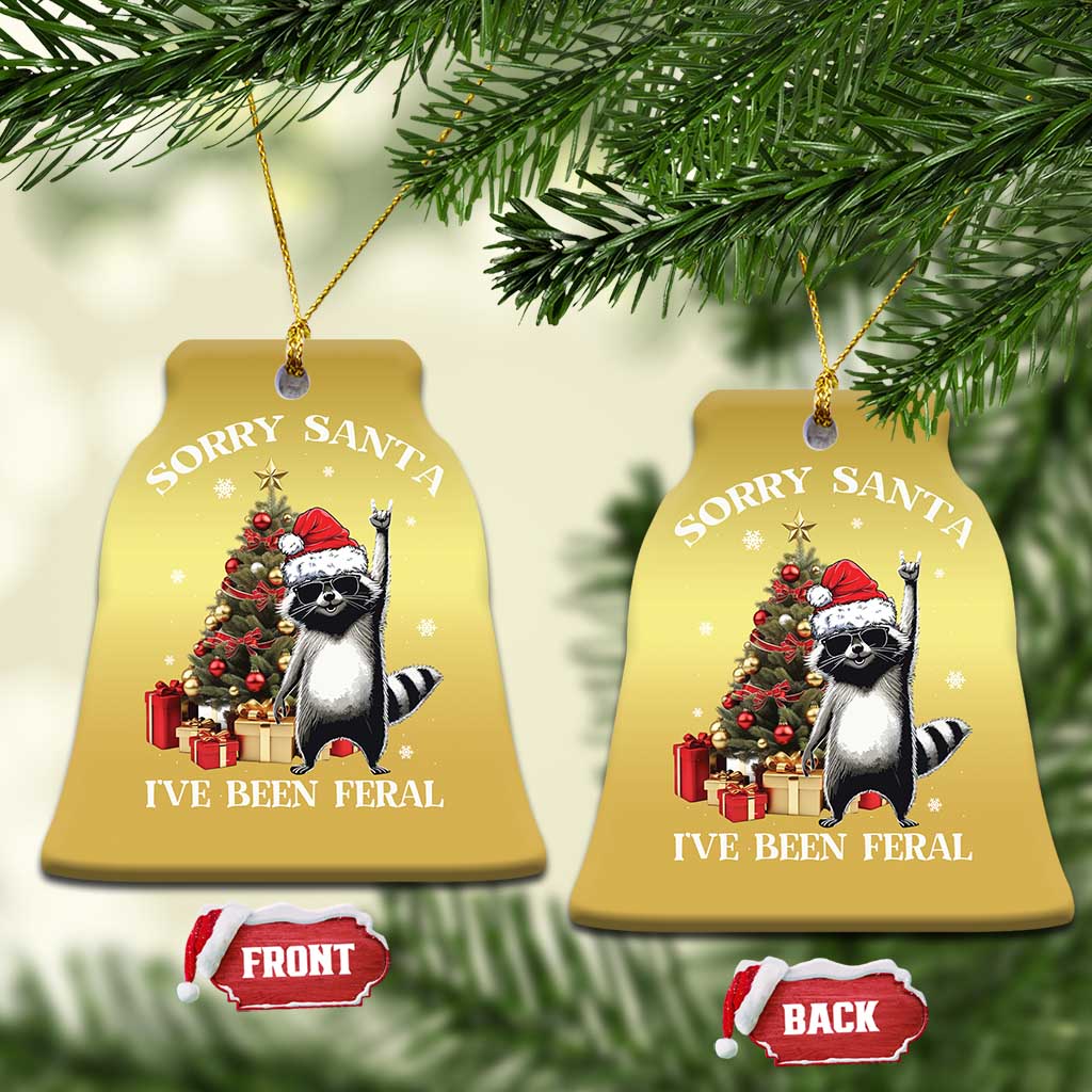 Funny Xmas Racoon Christmas Ornament Sorry Santa I've Been Feral Xmas Hat TS11 Bell Flake Gold Print Your Wear