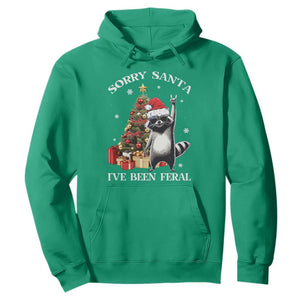 Funny Christmas Racoon Hoodie Sorry Santa I've Been Feral Xmas Hat TS11 Irish Green Print Your Wear