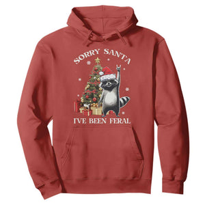 Funny Christmas Racoon Hoodie Sorry Santa I've Been Feral Xmas Hat TS11 Red Print Your Wear