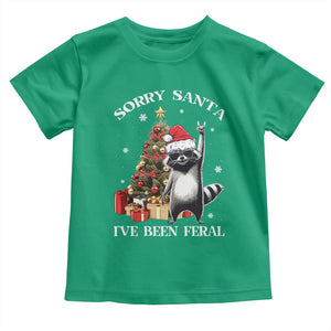 Funny Christmas Racoon Toddler T Shirt Sorry Santa I've Been Feral Xmas Hat TS11 Irish Green Print Your Wear