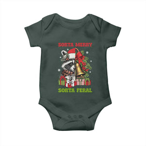 Funny Christmas Racoon Baby Onesie Sorta Merry Sorta Feral Xmas Wreath TS11 Print Your Wear