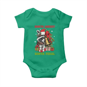 Funny Christmas Racoon Baby Onesie Sorta Merry Sorta Feral Xmas Wreath TS11 Irish Green Print Your Wear