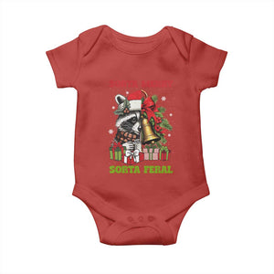 Funny Christmas Racoon Baby Onesie Sorta Merry Sorta Feral Xmas Wreath TS11 Red Print Your Wear