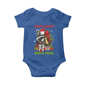 Funny Christmas Racoon Baby Onesie Sorta Merry Sorta Feral Xmas Wreath TS11 Royal Blue Print Your Wear