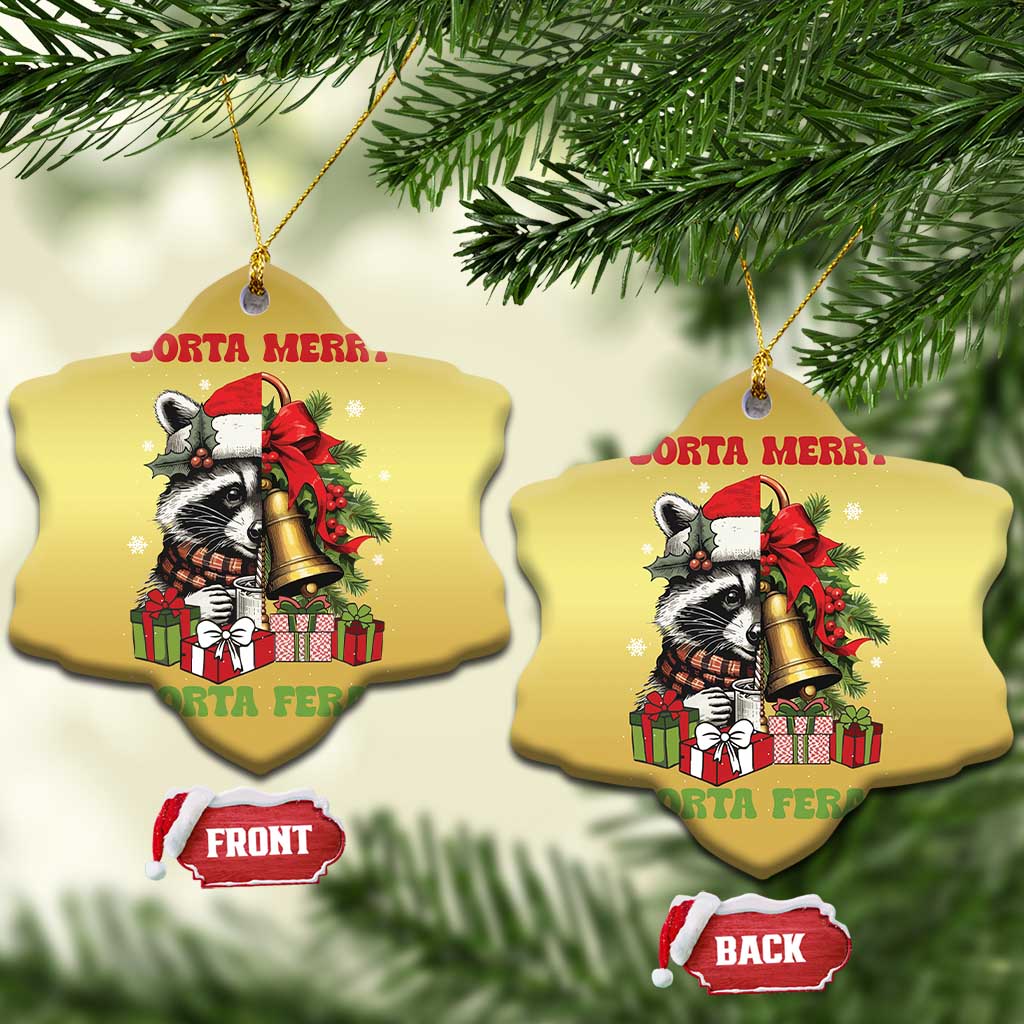 Funny Xmas Racoon Christmas Ornament Sorta Merry Sorta Feral Xmas Wreath TS11 Snow Flake Gold Print Your Wear