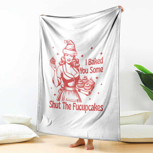 Funny Christmas Baking Throw Blanket I Baked You Some Shut The Fucupcakes Vintage Santa Hat TS11 Print Your Wear