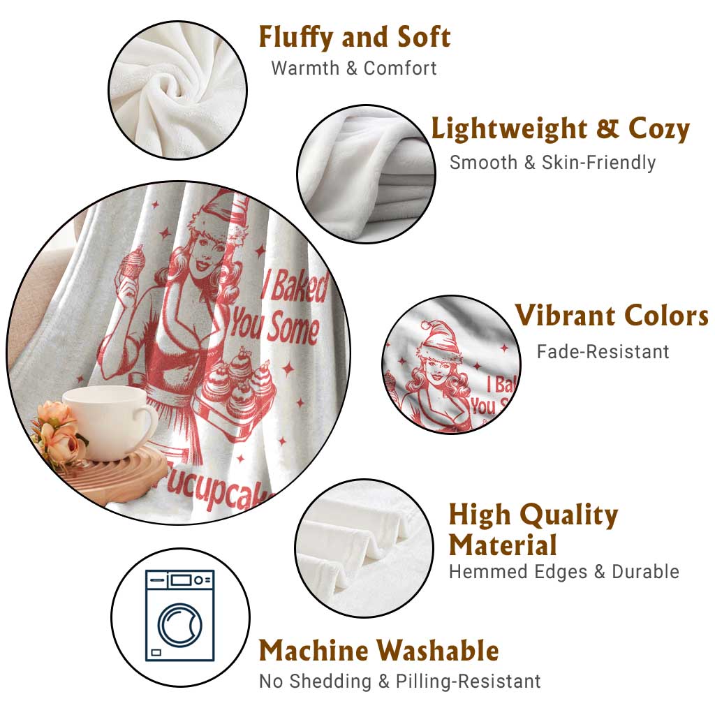 Funny Christmas Baking Throw Blanket I Baked You Some Shut The Fucupcakes Vintage Santa Hat TS11 Print Your Wear