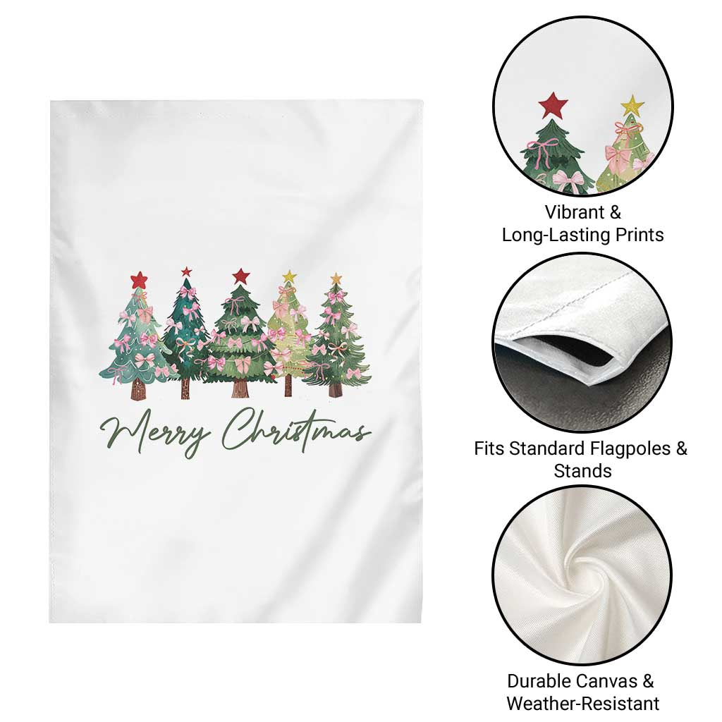Merry Christmas Coquette Xmas Tree Garden Flag Cute Pink Bow TS11 Print Your Wear