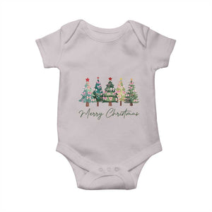 Merry Christmas Coquette Xmas Tree Baby Onesie Cute Pink Bow TS11 Ice Gray Print Your Wear