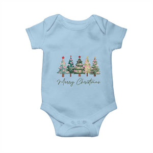 Merry Christmas Coquette Xmas Tree Baby Onesie Cute Pink Bow TS11 Light Blue Print Your Wear