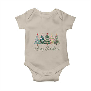 Merry Christmas Coquette Xmas Tree Baby Onesie Cute Pink Bow TS11 Sand Print Your Wear