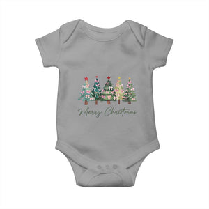 Merry Christmas Coquette Xmas Tree Baby Onesie Cute Pink Bow TS11 Sport Gray Print Your Wear