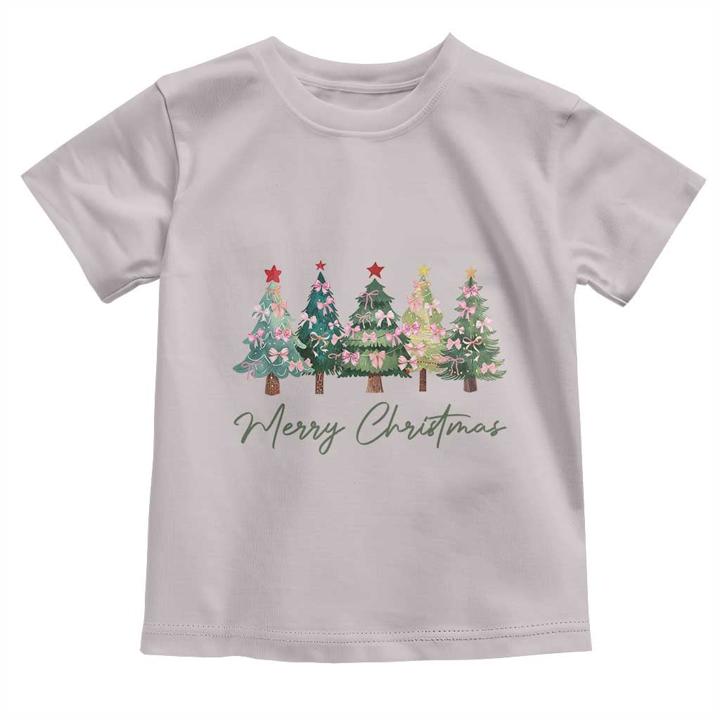 Merry Christmas Coquette Xmas Tree Baby Shirt Cute Pink Bow TS11 Ice Gray Print Your Wear