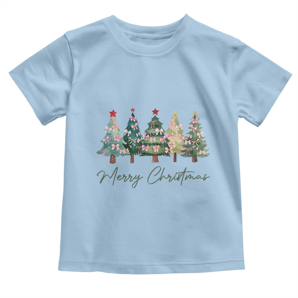 Merry Christmas Coquette Xmas Tree Baby Shirt Cute Pink Bow TS11 Light Blue Print Your Wear