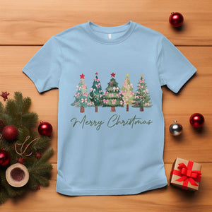 Merry Christmas Coquette Xmas Tree T Shirt Cute Pink Bow TS11 Light Blue Print Your Wear