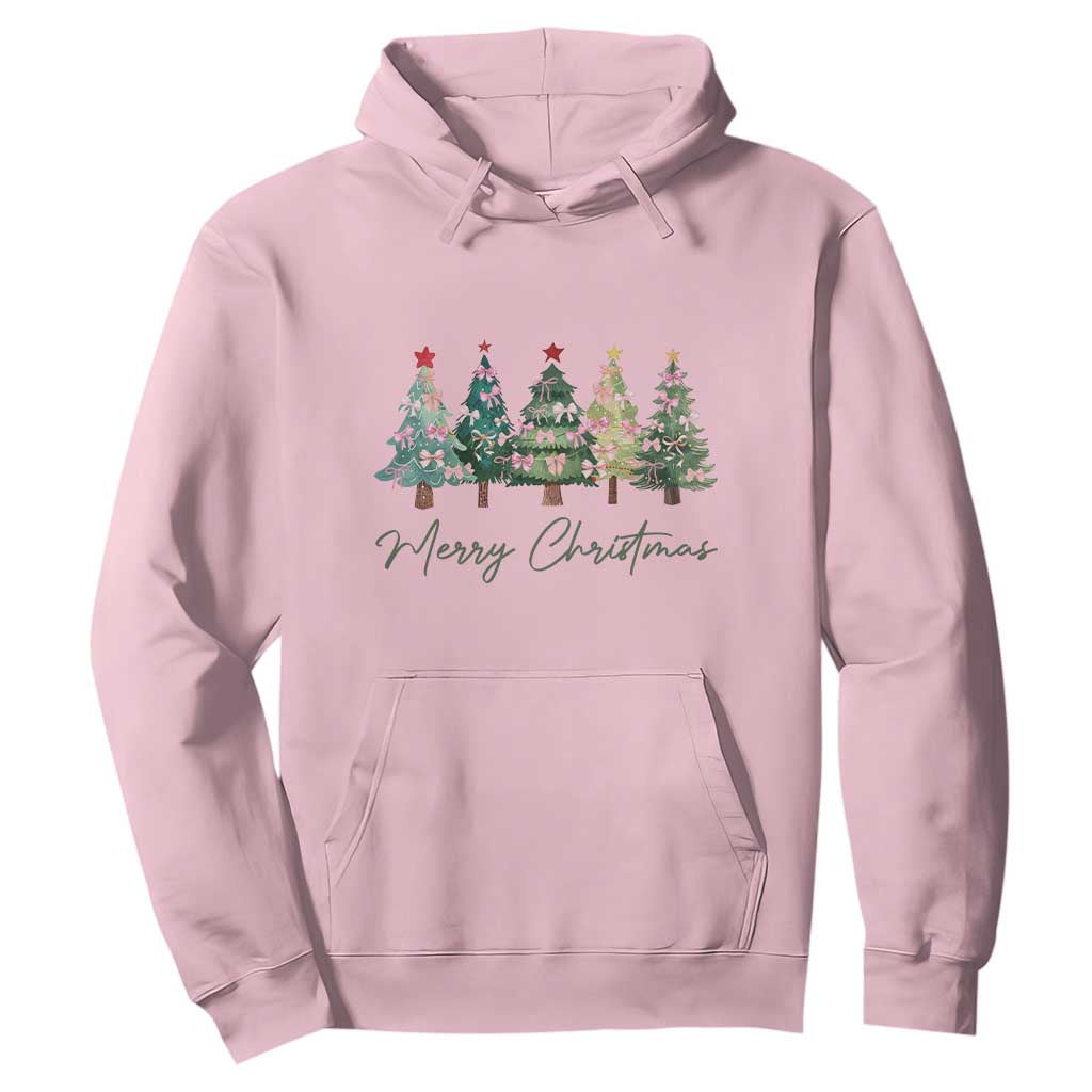 Merry Christmas Coquette Xmas Tree Hoodie Cute Pink Bow TS11 Light Pink Print Your Wear