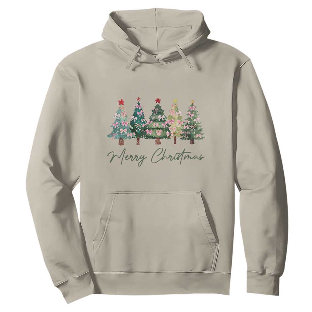 Merry Christmas Coquette Xmas Tree Hoodie Cute Pink Bow TS11 Sand Print Your Wear