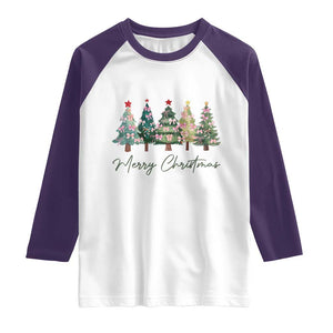 Merry Christmas Coquette Xmas Tree Raglan Shirt Cute Pink Bow TS11 White Purple Print Your Wear