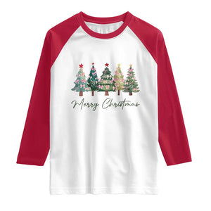 Merry Christmas Coquette Xmas Tree Raglan Shirt Cute Pink Bow TS11 White Red Print Your Wear