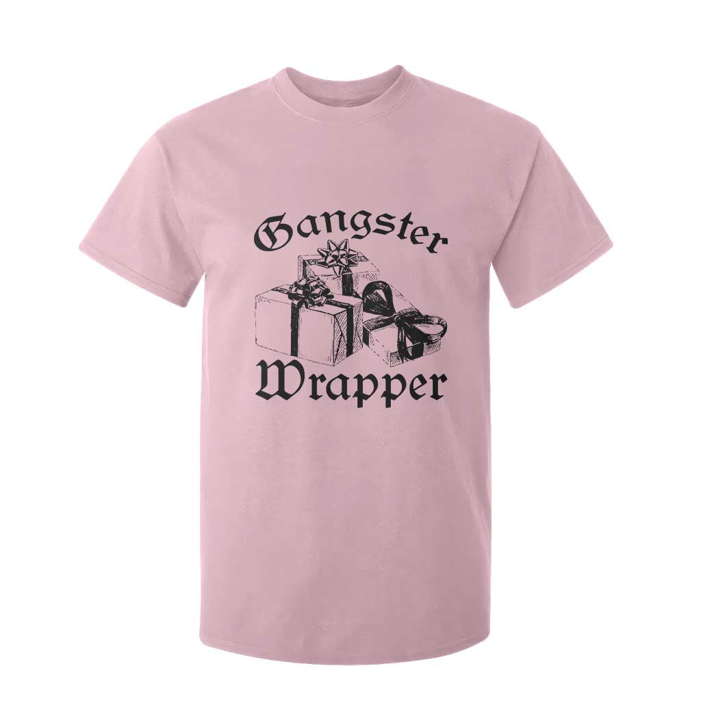 Funny Christmas T Shirt For Kid Gangster Wrapper Vintage Presents Gift TS11 Light Pink Print Your Wear