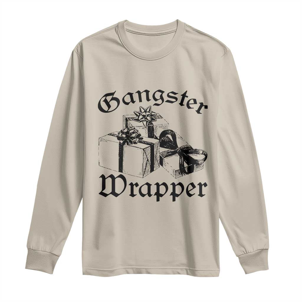 Funny Christmas Long Sleeve Shirt Gangster Wrapper Vintage Presents Gift TS11 Sand Print Your Wear