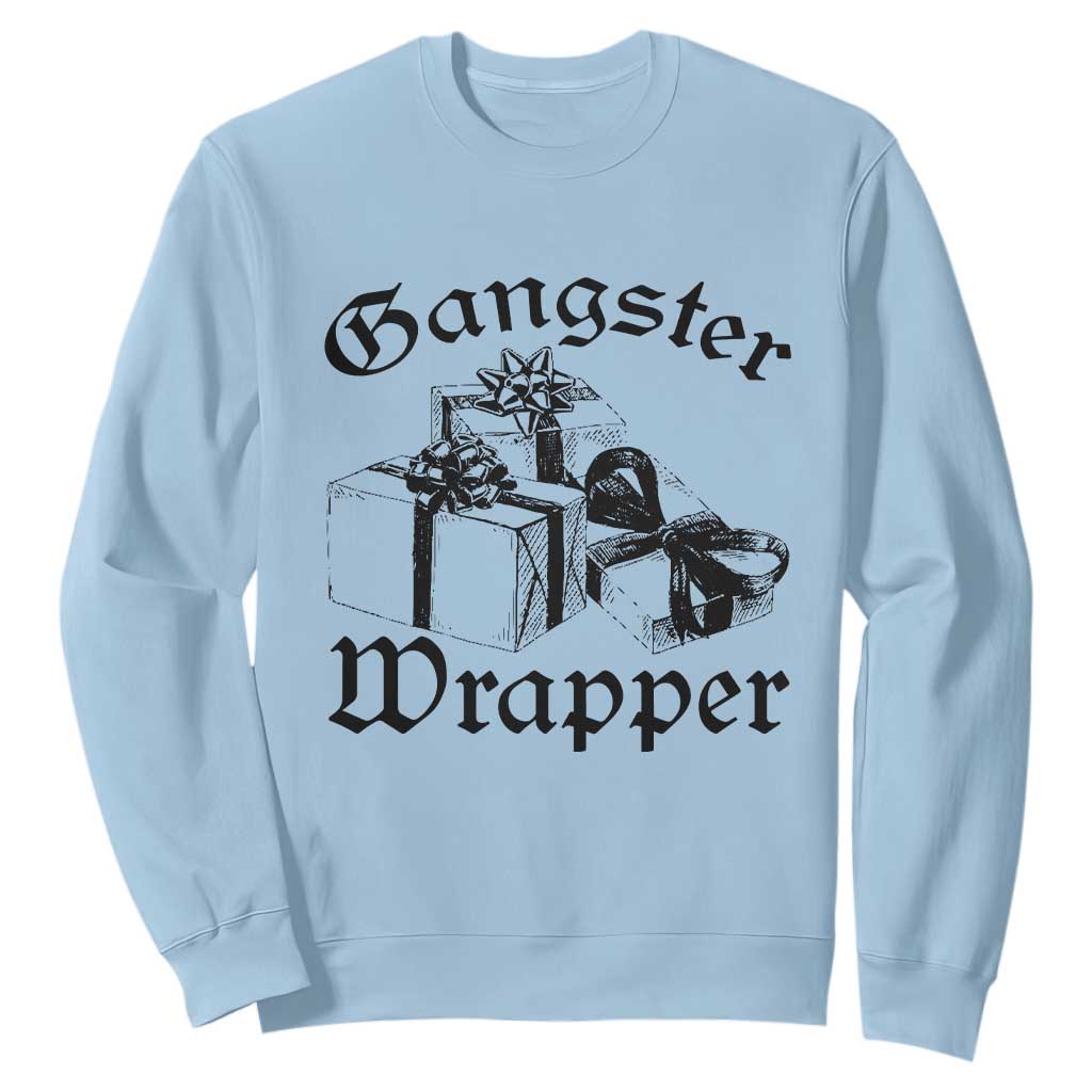 Funny Christmas Sweatshirt Gangster Wrapper Vintage Presents Gift TS11 Light Blue Print Your Wear