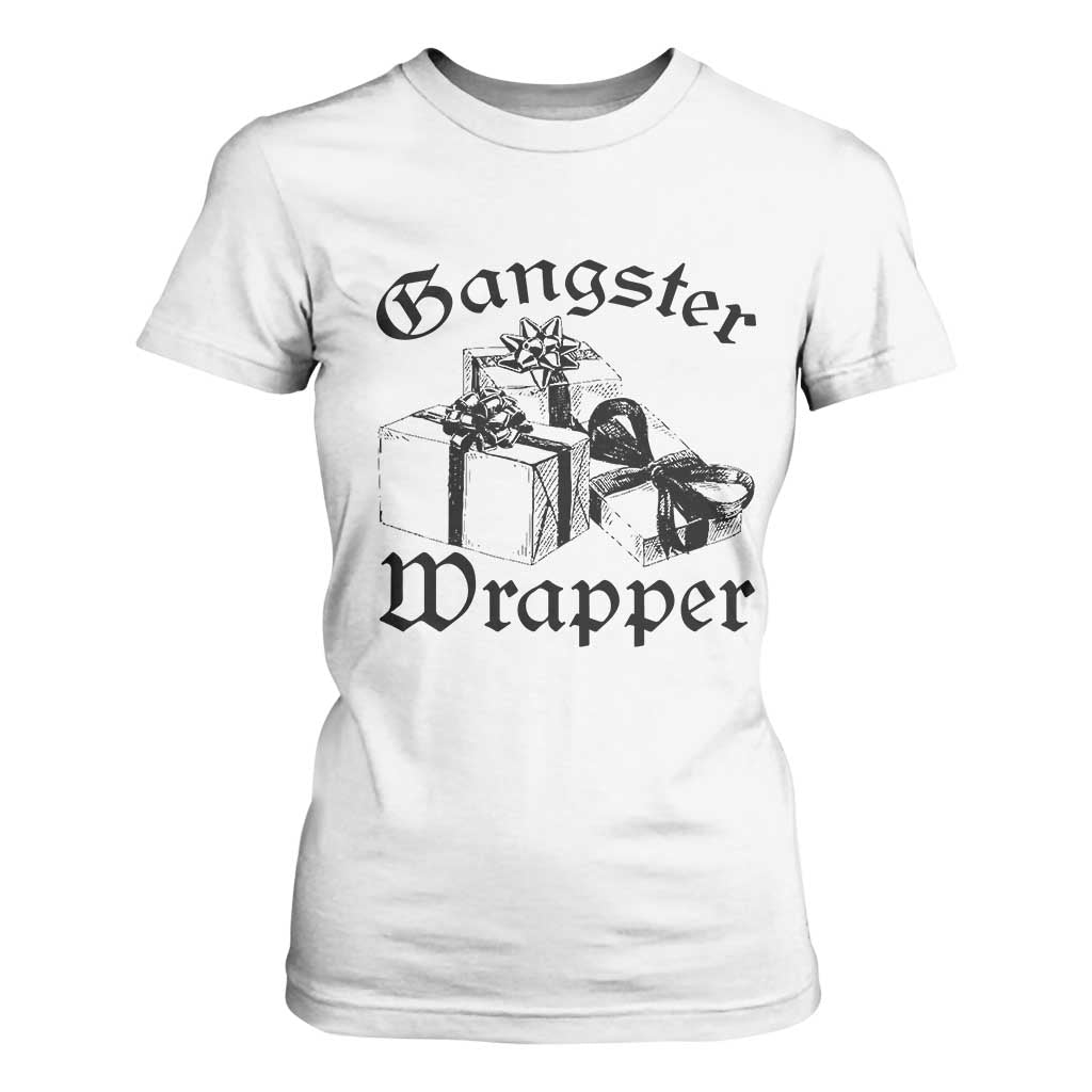 Funny Christmas T Shirt For Women Gangster Wrapper Vintage Presents Gift TS11 White Print Your Wear
