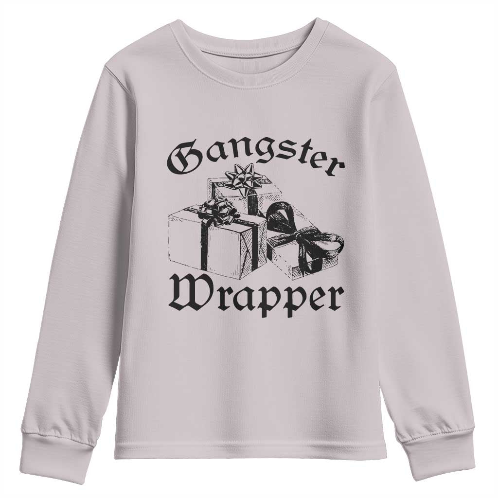 Funny Christmas Youth Sweatshirt Gangster Wrapper Vintage Presents Gift TS11 Ice Gray Print Your Wear