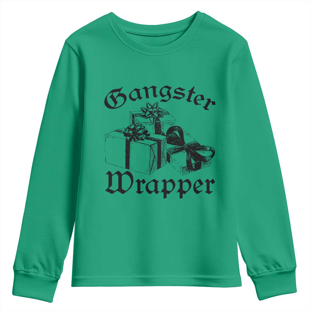 Funny Christmas Youth Sweatshirt Gangster Wrapper Vintage Presents Gift TS11 Irish Green Print Your Wear