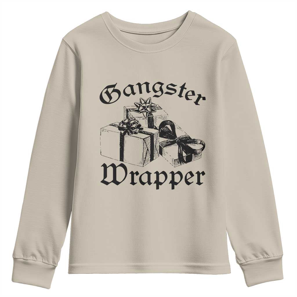 Funny Christmas Youth Sweatshirt Gangster Wrapper Vintage Presents Gift TS11 Sand Print Your Wear