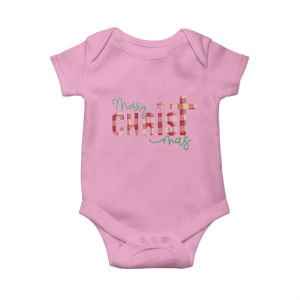 Christian Christmas Baby Onesie Merry Christmas Cross Faith TS11 Light Pink Print Your Wear