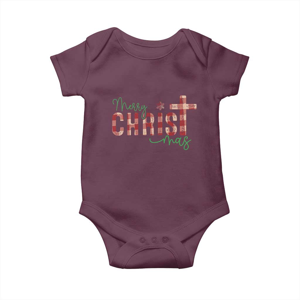 Christian Christmas Baby Onesie Merry Christmas Cross Faith TS11 Maroon Print Your Wear