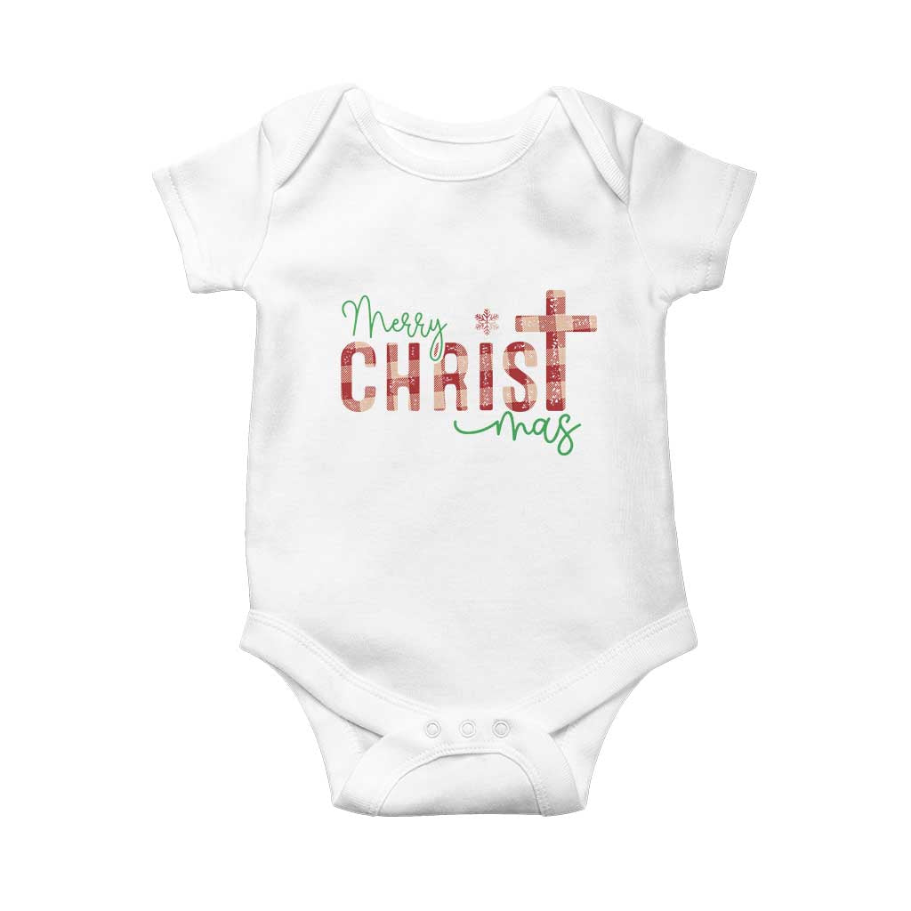 Christian Christmas Baby Onesie Merry Christmas Cross Faith TS11 White Print Your Wear