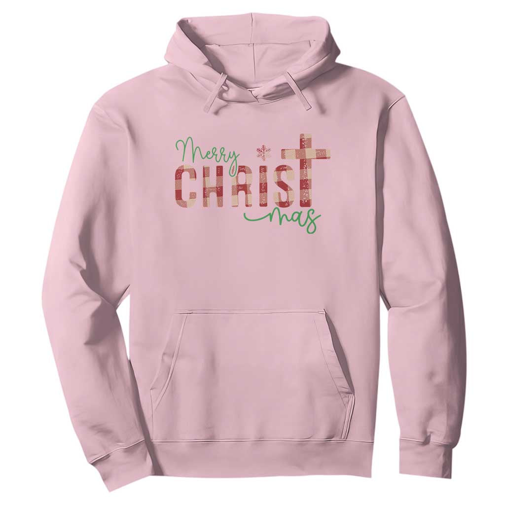 Christian Christmas Hoodie Merry Christmas Cross Faith TS11 Light Pink Print Your Wear