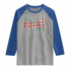 Christian Christmas Raglan Shirt Merry Christmas Cross Faith TS11 Sport Gray Royal Print Your Wear