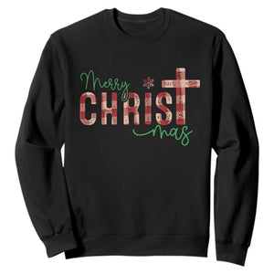 Christian Christmas Sweatshirt Merry Christmas Cross Faith TS11 Black Print Your Wear