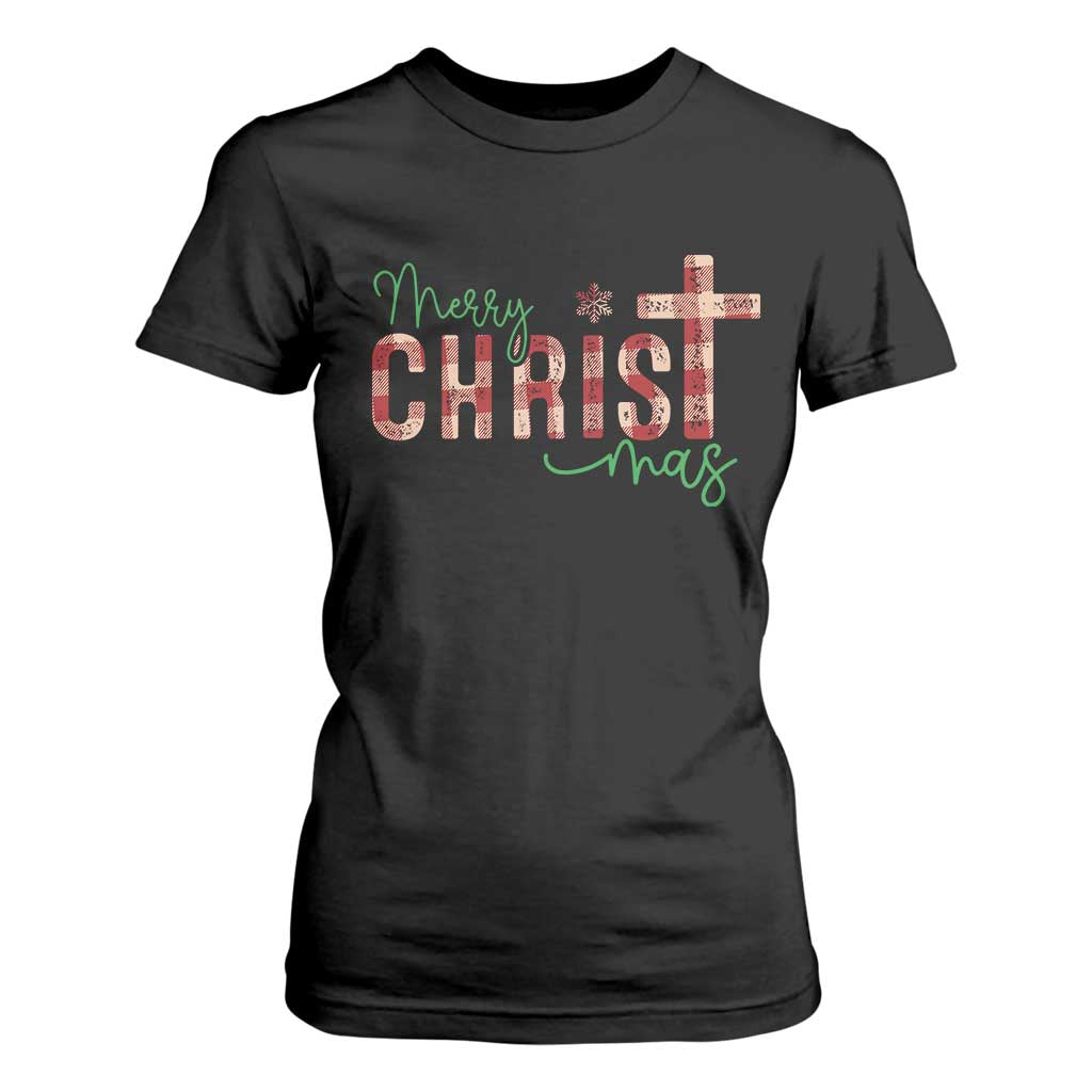 Christian Christmas T Shirt For Women Merry Christmas Cross Faith TS11 Black Print Your Wear