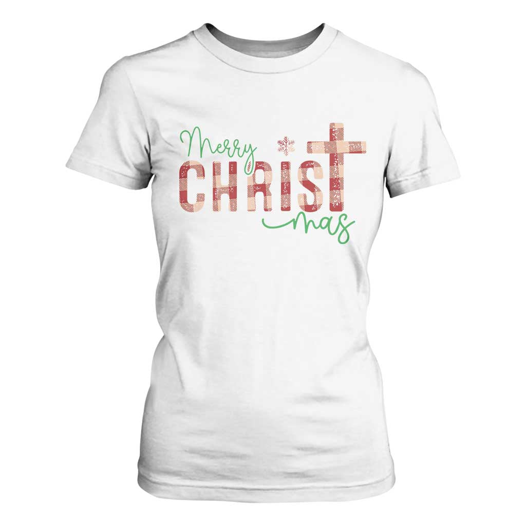 Christian Christmas T Shirt For Women Merry Christmas Cross Faith TS11 White Print Your Wear