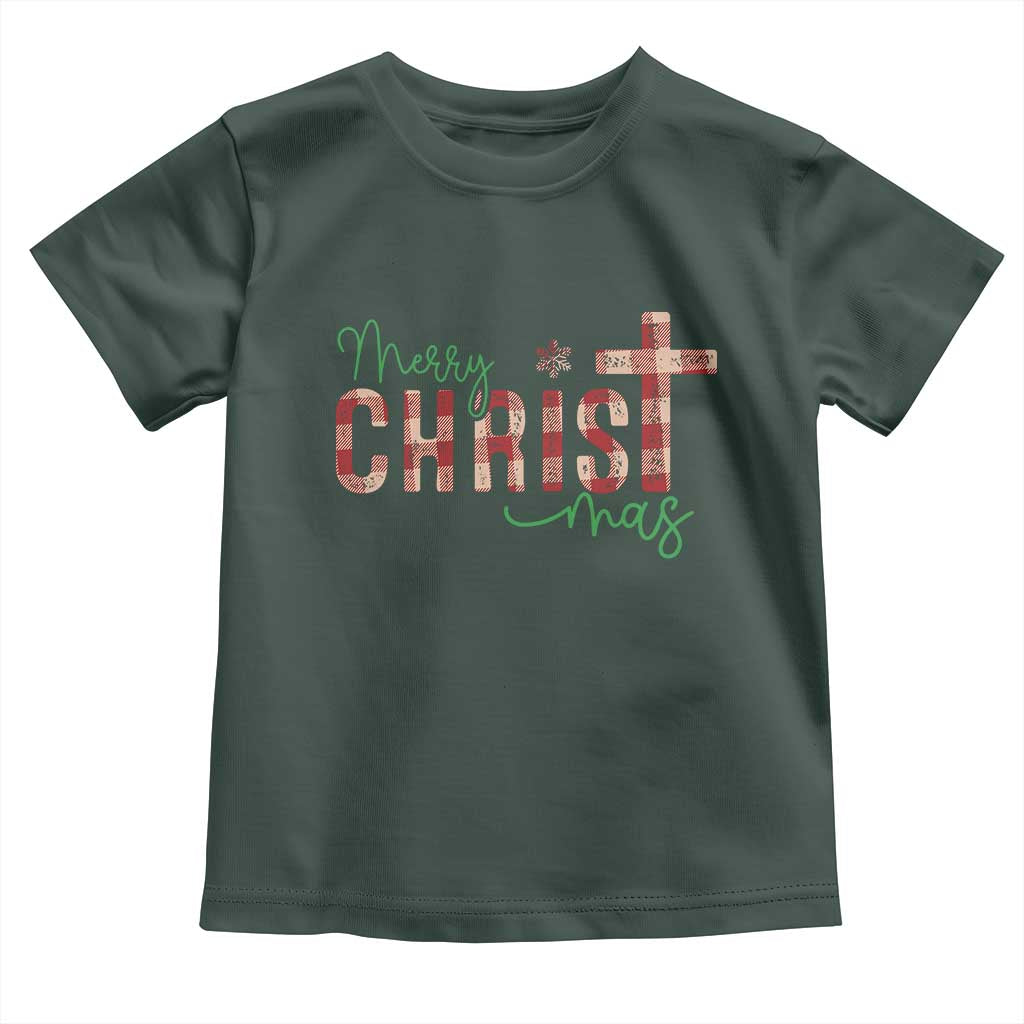 Christian Christmas Toddler T Shirt Merry Christmas Cross Faith TS11 Dark Forest Green Print Your Wear
