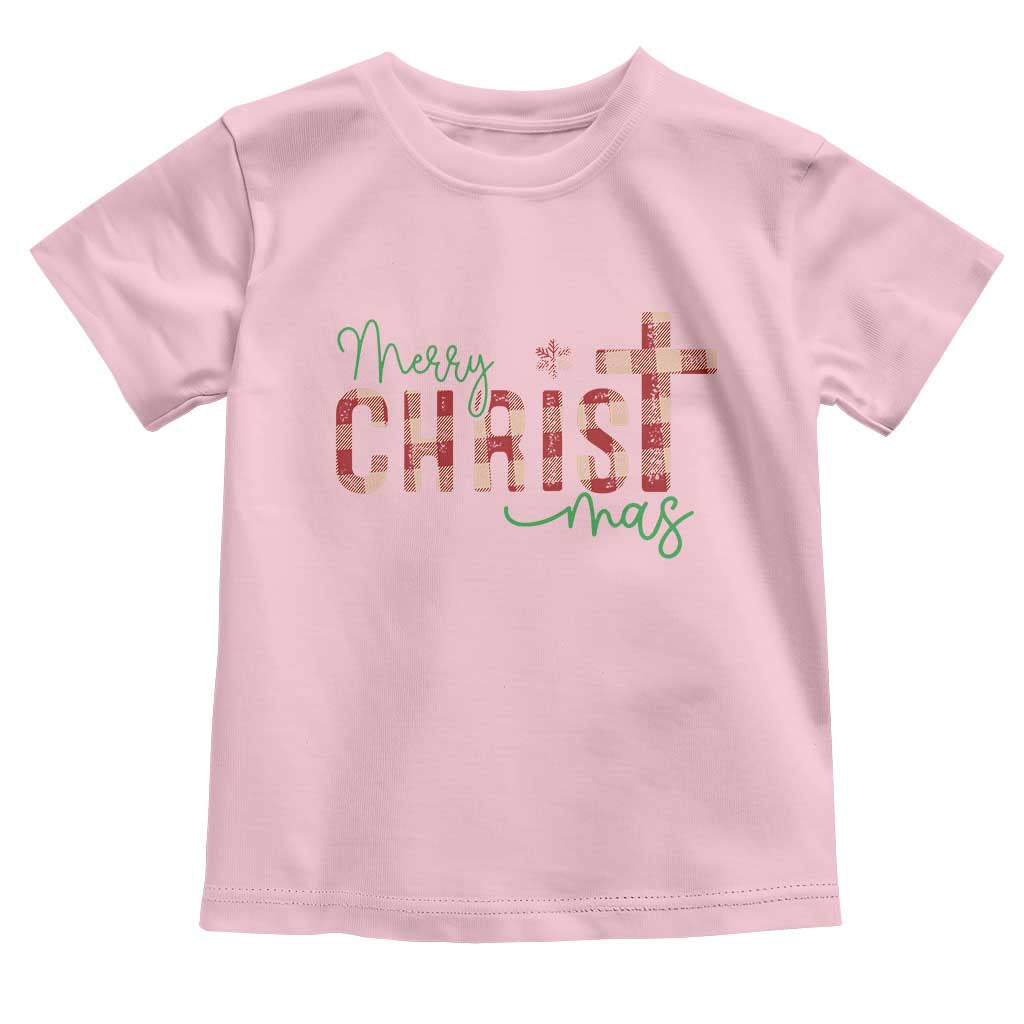 Christian Christmas Toddler T Shirt Merry Christmas Cross Faith TS11 Light Pink Print Your Wear